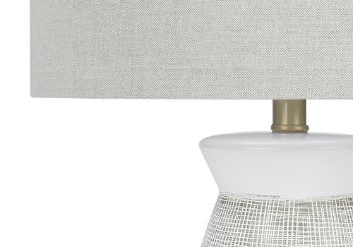 Monarch Specialties I 9725 Lightingtable Lamp, Grey Ceramic, Grey Shade, Contemporary