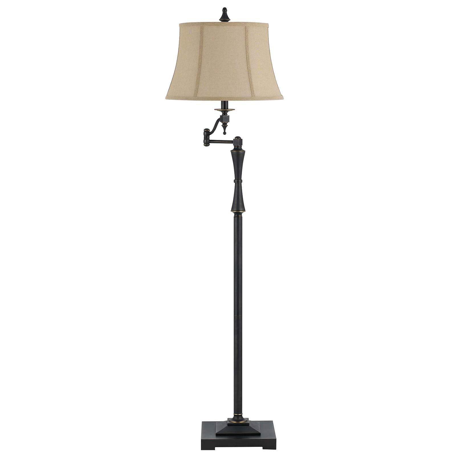 HomeRoots Bronze Swing Arm Floor Lamp with Brown Shade, 61 in. Tall