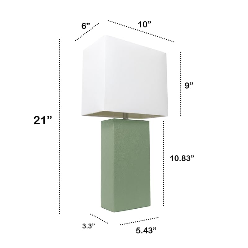 All The Rages Lexington 21&quot; Engineered Wood & Leather Table Lamp In Sage Green
