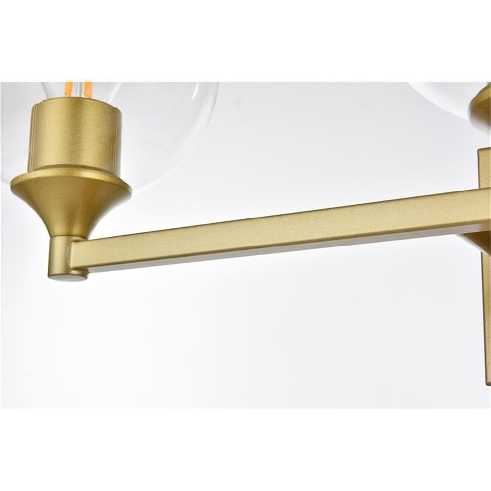 Living District Foster 3-Light Iron & Glass Bath Sconce in Brass/Clear