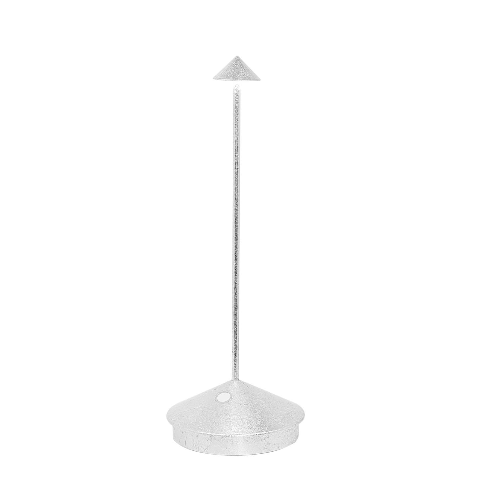 Zafferano, Pina Pro Lamp with Silver Leaf, Rechargeable Cordless Table Lamp with Touch Controls, Usable as an Indoor Lamp, Dimme