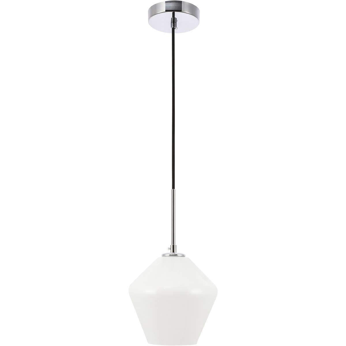 Living District Chrome Pendant Light With Frosted White Glass Shade, 1 Light Fixture