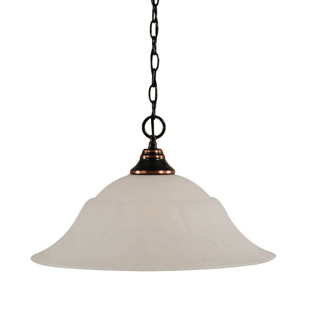 Toltec Lighting 10-Bc-53815 Chain Hung Pendant With 20&quot; White Marble Glass, Black Copper Finish