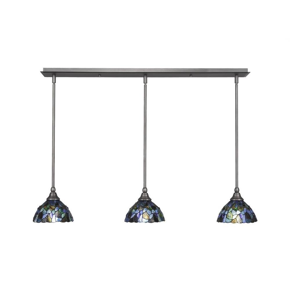 Toltec Lighting 3 Light Linear Pendalier In Brushed Nickel (36-Bn-9955)