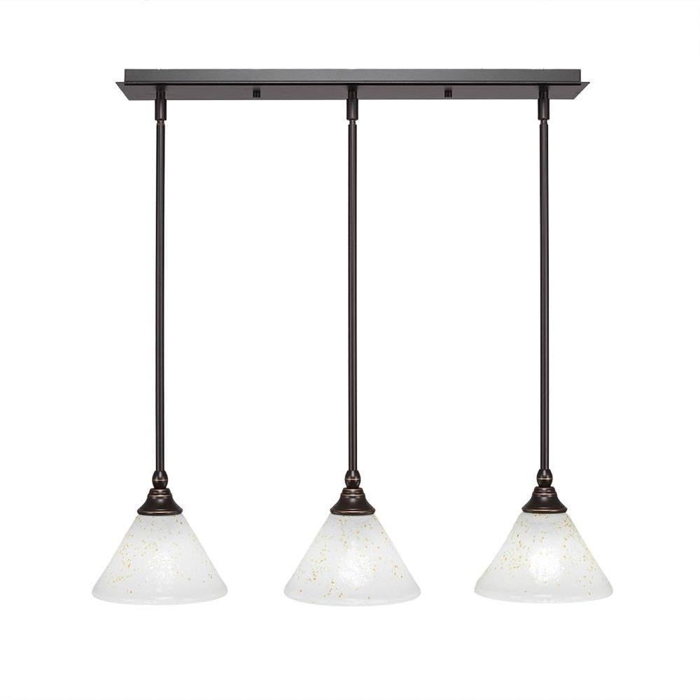 Toltec Lighting 25-Dg-7145 3 Light Multi-Light Mini Hang Straight Swivel Pendant With Gold Ice Glass, 7&quot;, Dark Granite
