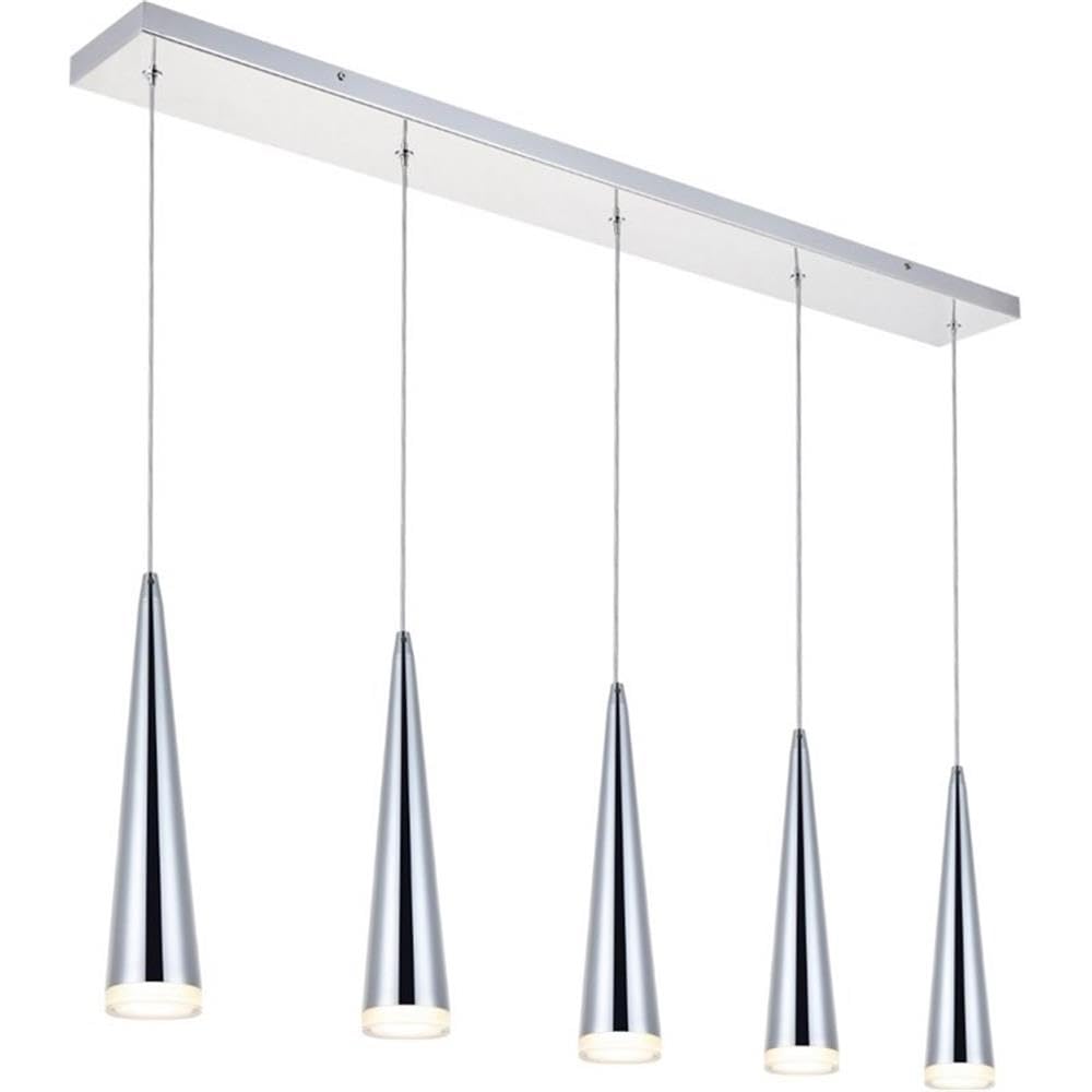 Elegant Lighting 5 Light Led Pendant - Chrome Chandelier For Living Room, Kitchen, Bedroom