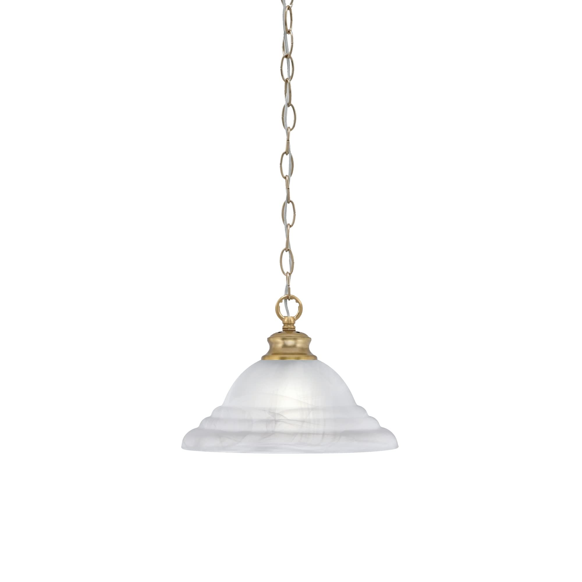 Toltec Lighting Chain Hung Pendant Shown in New Age Brass Finish with 12&quot; White Alabaster Swirl Glass