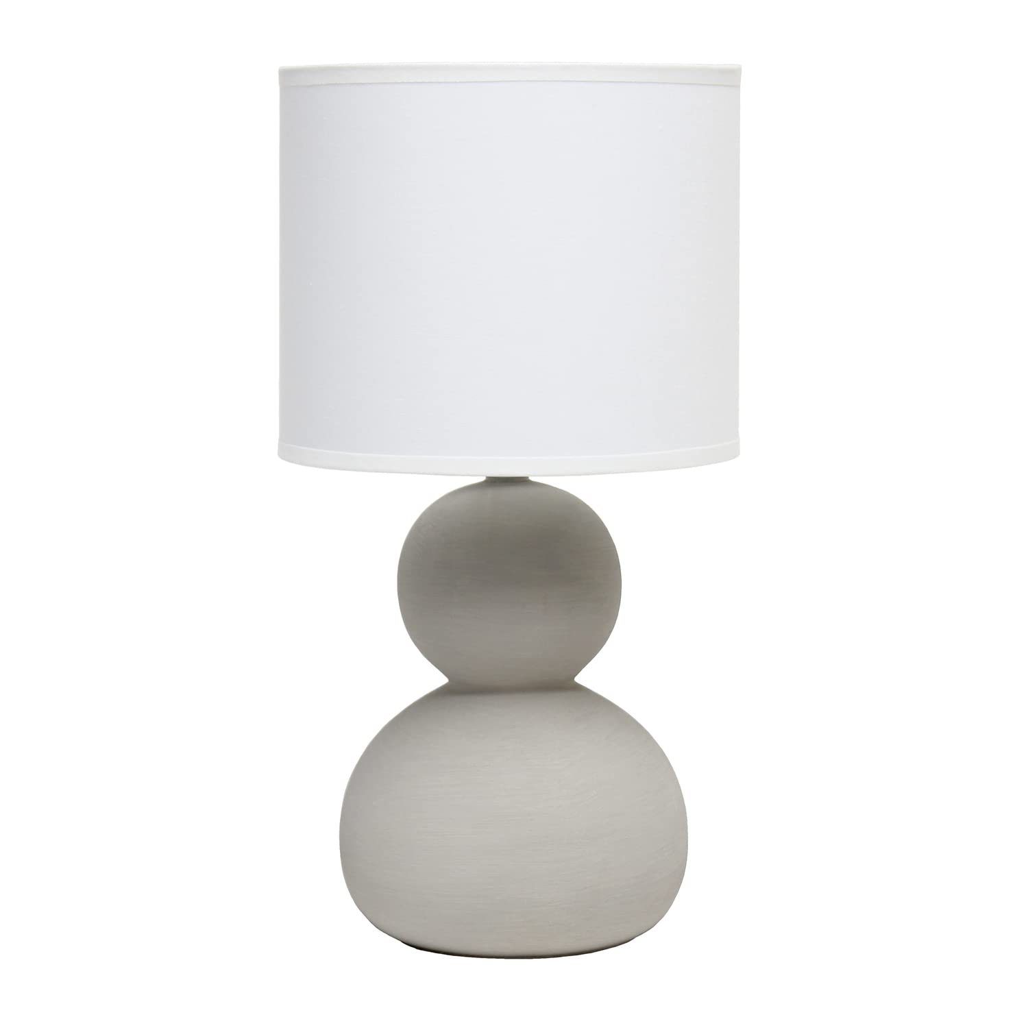 Simple Designs Table Lamp, Stacked Stone Age, 8inL x 8inW x 15.375inH, Ceramic, Taupe Gray, Model LT1116-TAU