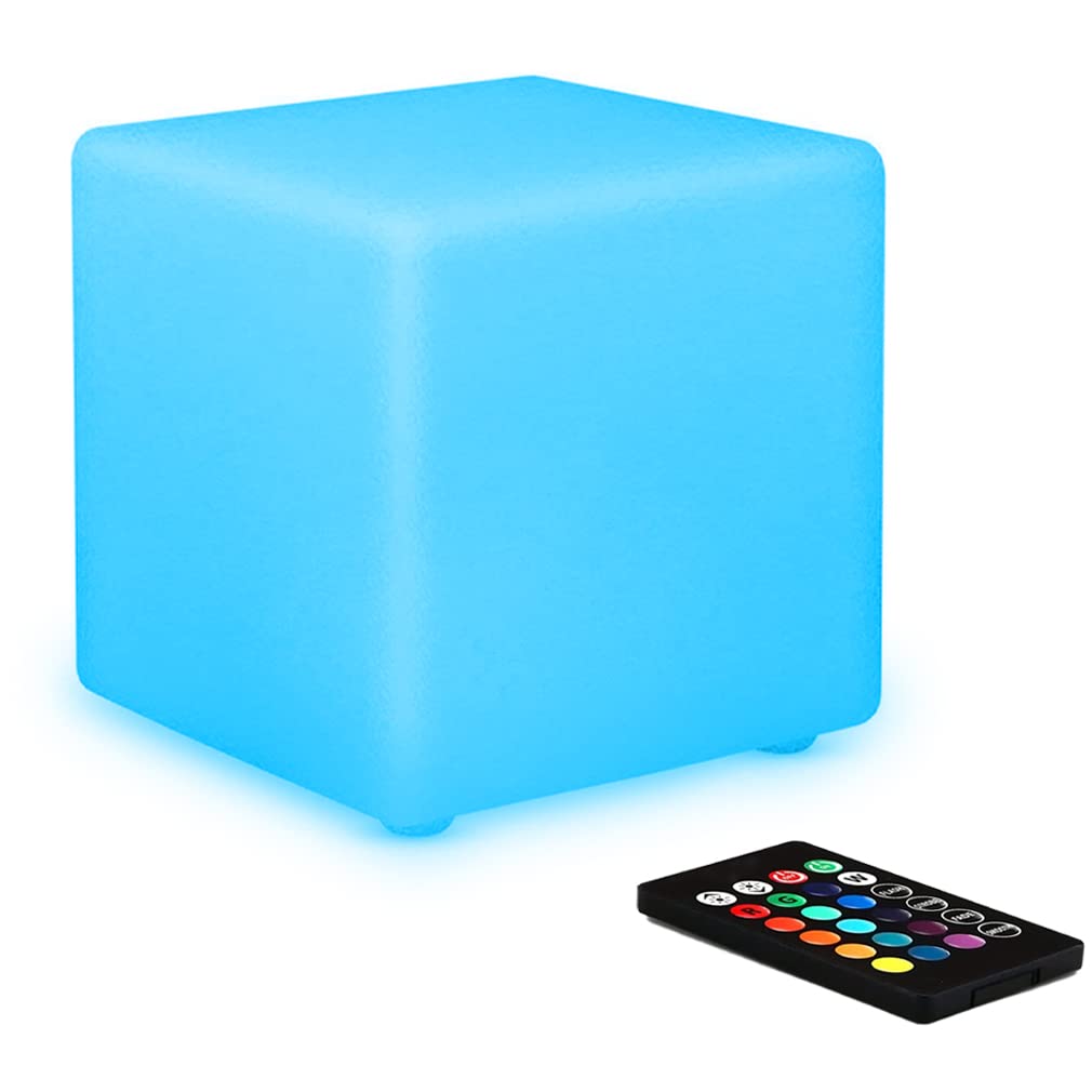 6-in LED Cube Night Light, Rechargeable LED Light Cube w/Remote, Dimmable 16 RGB Color Changing 4 Modes Light Up Cubes for Kid/A