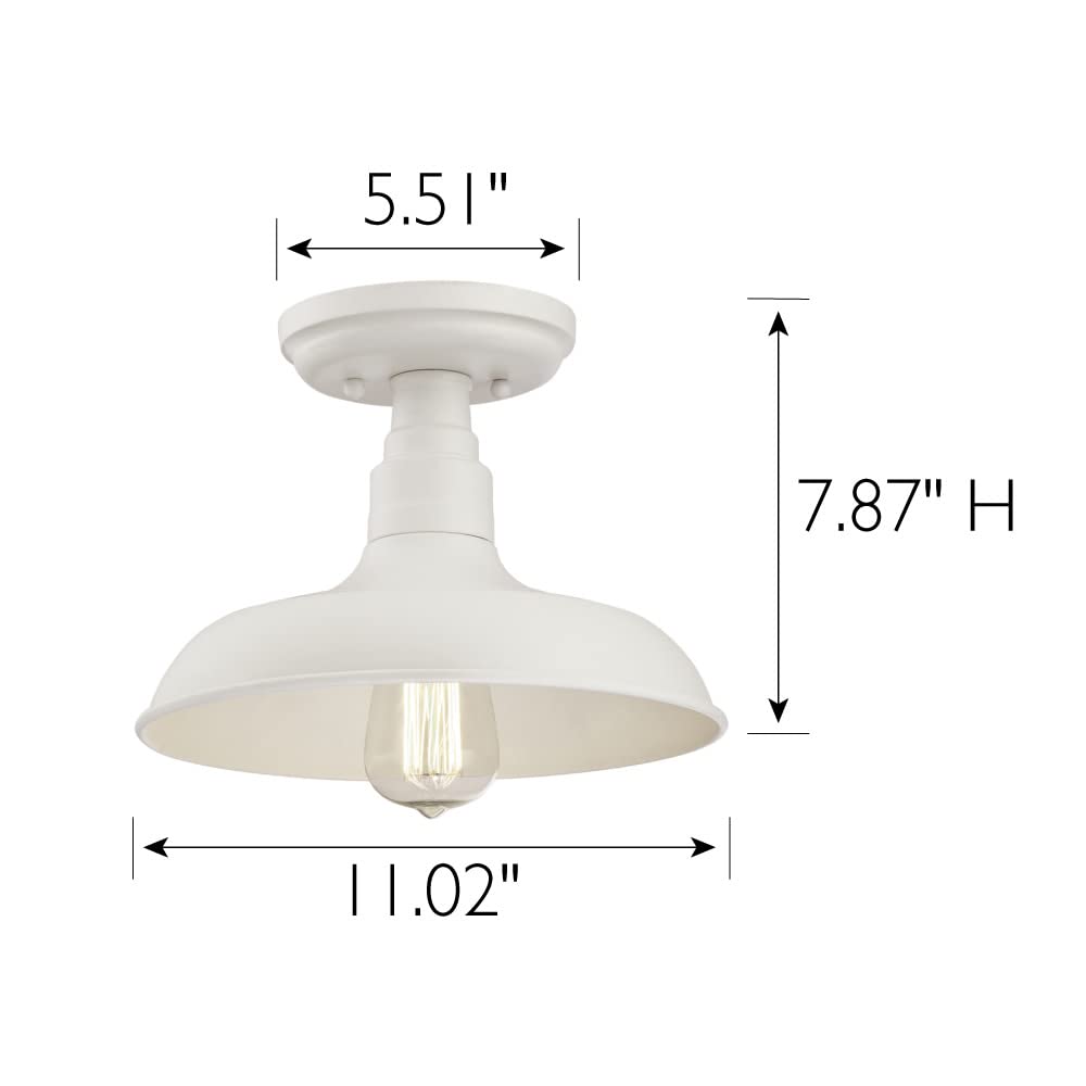 Design House 579631 Kimball Industrial Farmhouse 1-Light Indoor Semi-Flush Ceiling Mount Light With Metal Shade For Kitchen Hall