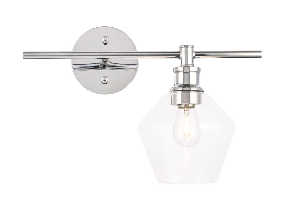 Living District Chrome Wall Sconce With Clear Glass Shade - 1 Light Right Fixture