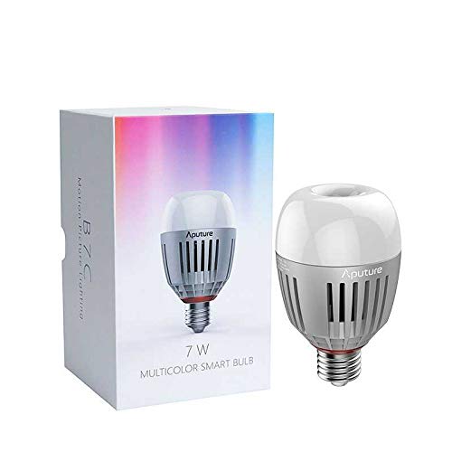 Aputure Accent B7C Smart Led Light Bulbs,1 Pack,7W Rgbww,2000K-10000K Bi Color,Cct/Hsi/Fx Mode,App Control Built-In Battery, E26