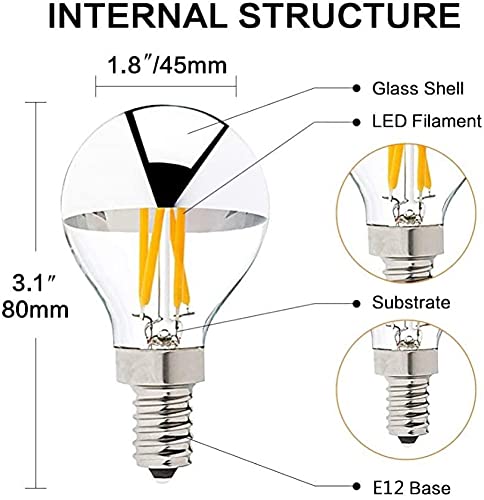 Lxcom Lighting G14 4W Dimmable Led Candelabra Bulbs, Warm White 2700K, Vintage Edison