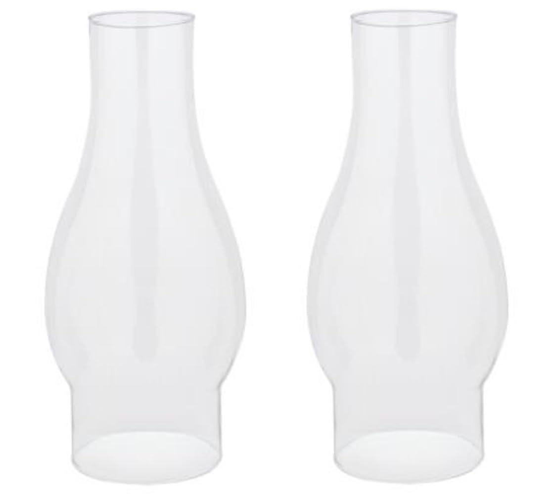 Ciata Victorian Hurricane Lamp Shade, 8.5 Inch Handblown Clear Glass, 3 Inch Fitter, 2 Pack, Model 8309000