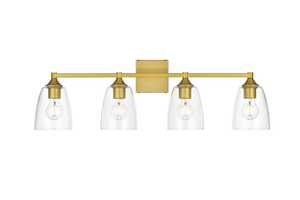 Living District Gianni 4-Light Iron & Glass Bath Sconce in Brass/Clear