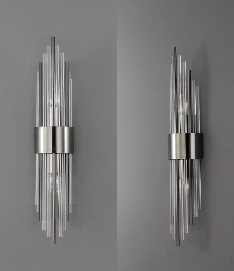 Shawnkey 2-Light Modern Wall Sconce, Black Metal & Clear Glass, Ideal For Bedroom & Bathroom
