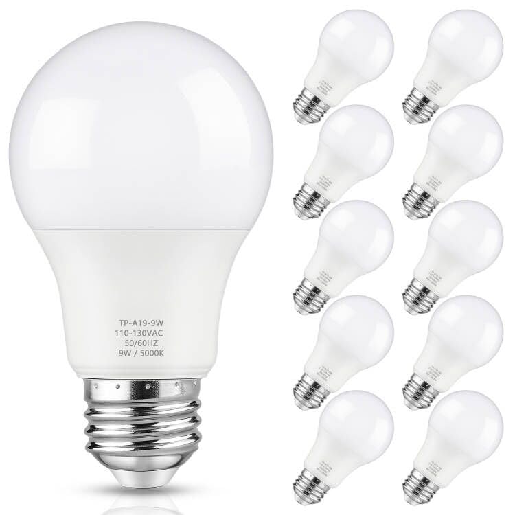 Maylaywood A19 Led Light Bulbs, 60W Equivalent, 5000K Daylight White, 10-Pack