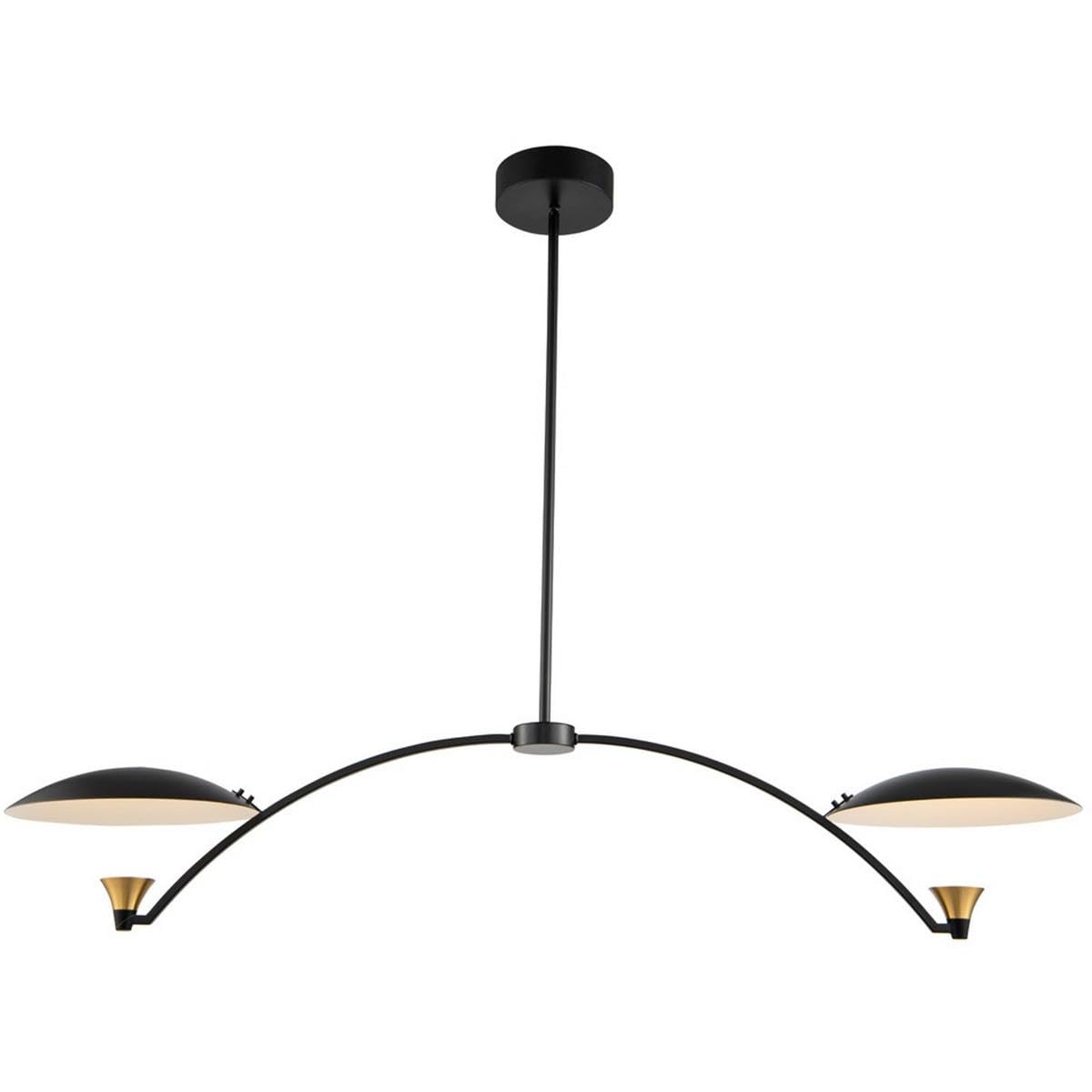 Kalco 513661BWB Redding Chandelier, 1-Light LED 11 Watts, Matte Black w/White and Brass Accent