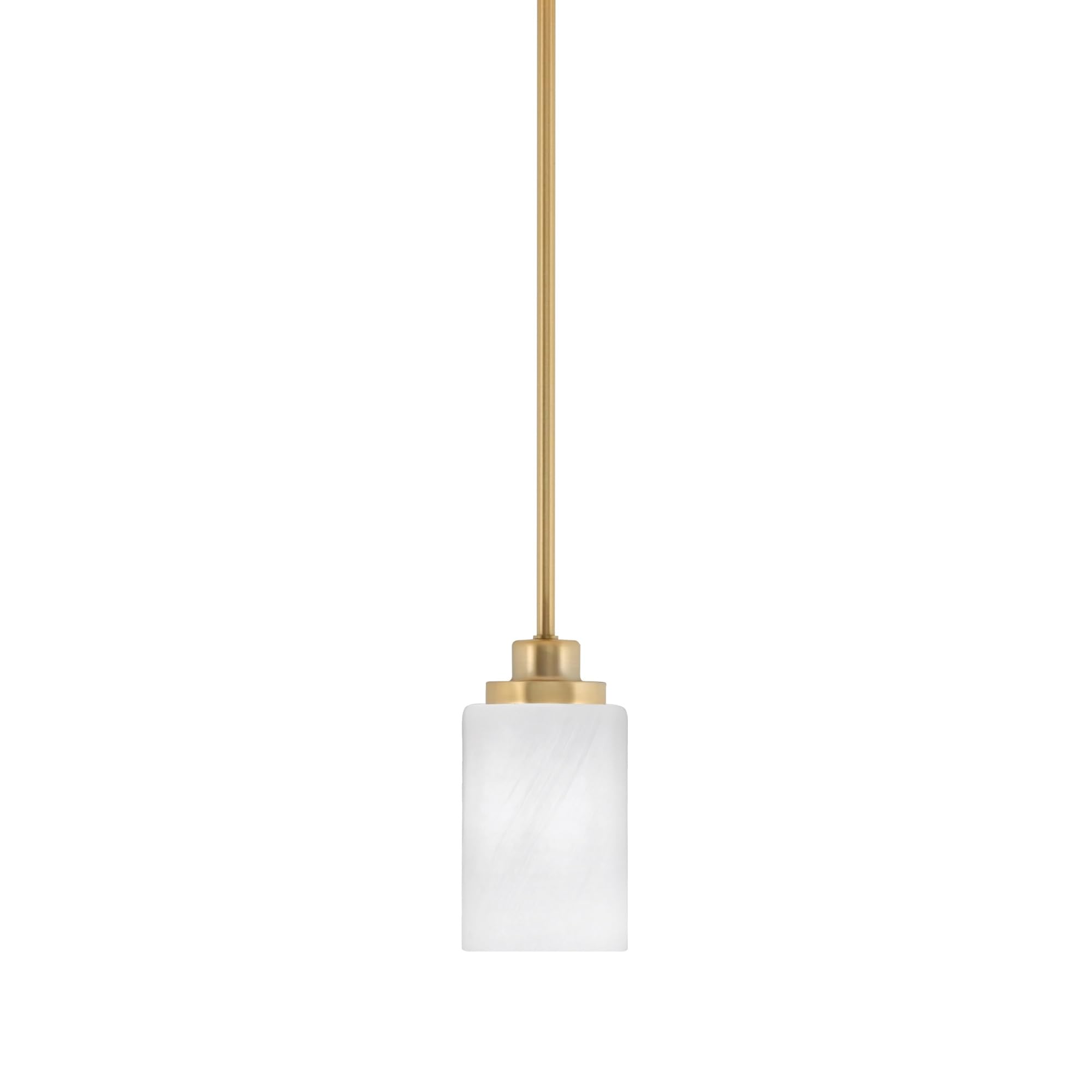 Toltec Lighting Odyssey Mini Pendant - New Age Brass Finish, 4in White Marble Glass