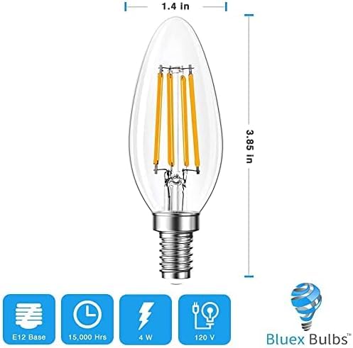 Bluex Bulbs 8 Pack Filament E12 Candelabra LED Light Bulbs 4W Vintage Purple Orange