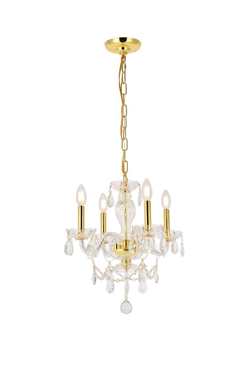 Elegant Lighting Value Princeton 4 Light Chrome Pendant Clear Royal Cut Crystal