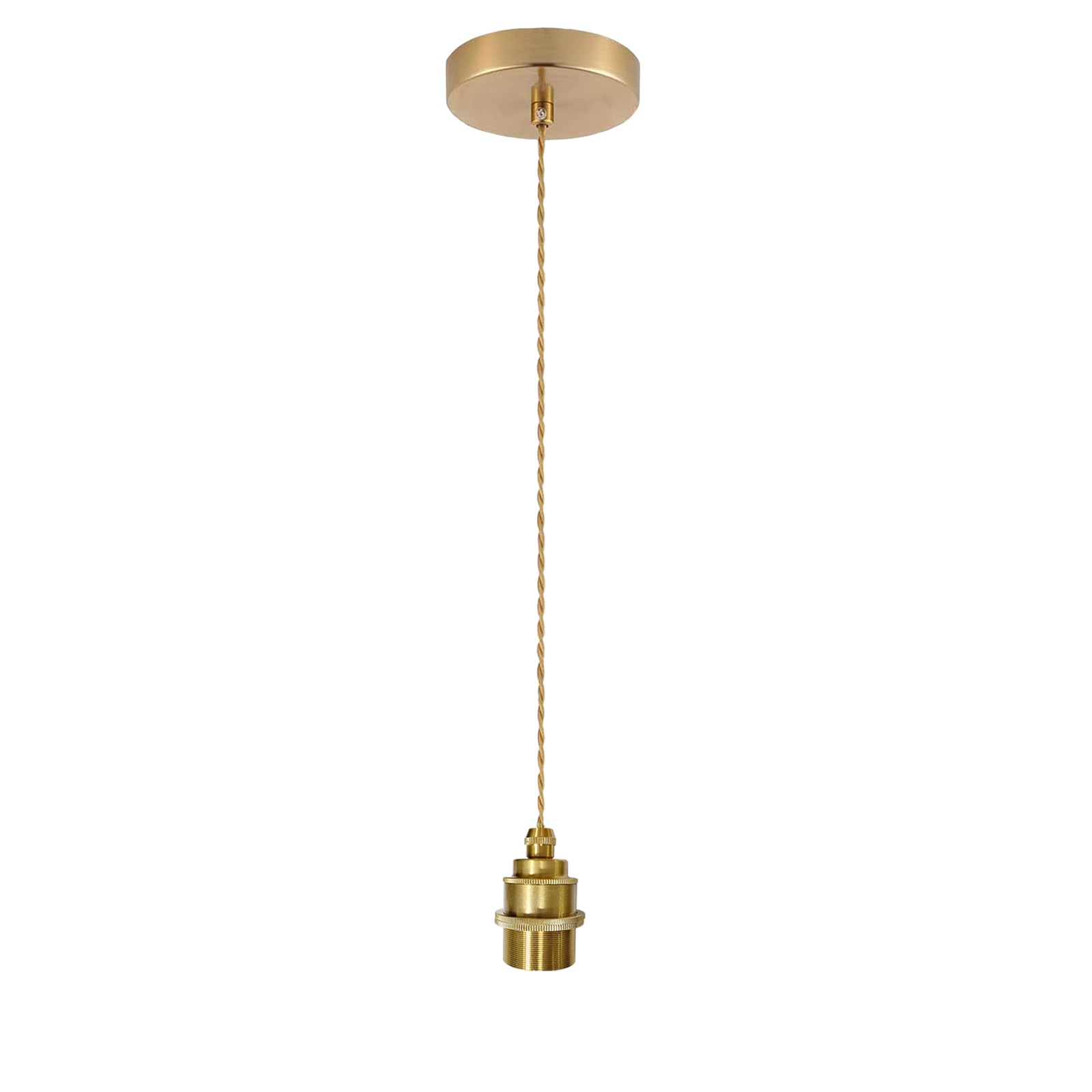 DTIEDY Gold 1-Light Pendant Light Kit, Adjustable 4.92ft, Metal Hanging Fixture for Kitchen Island, Dining Room - Model Gold-02-US