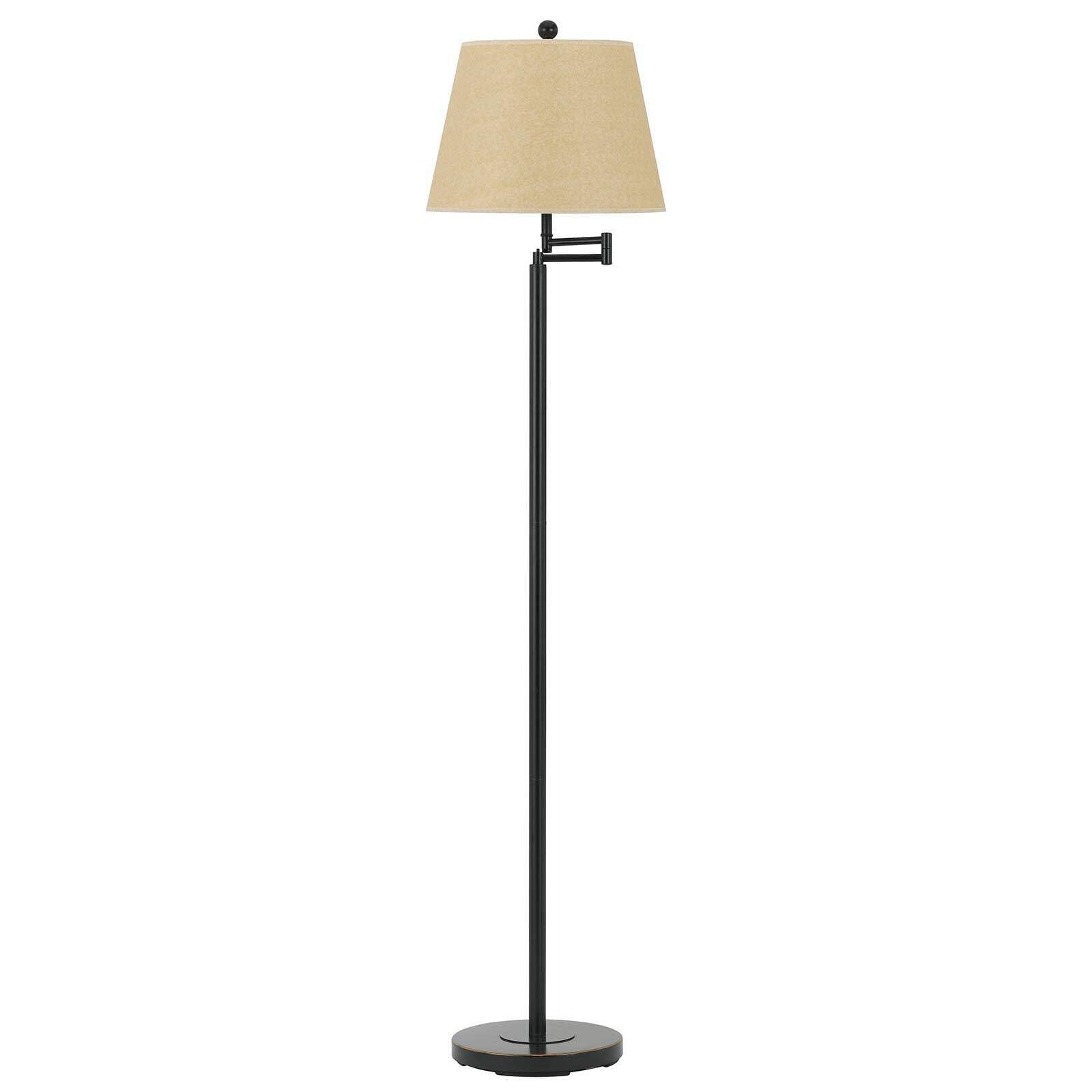 HomeRoots Bronze Swing Arm Floor Lamp with White Square Shade, 60 in. Metal Design