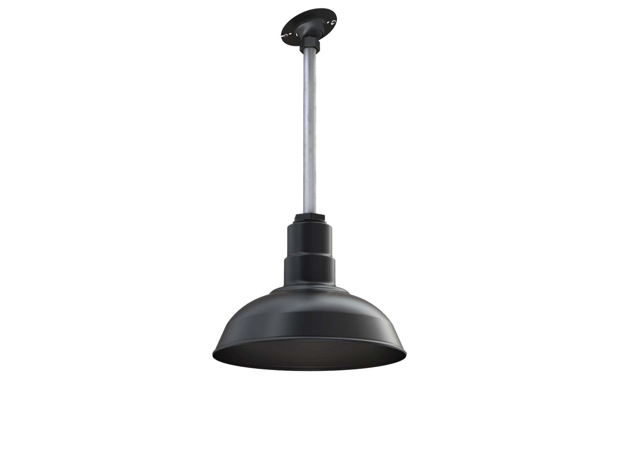 Steel Lighting Co. Ceiling Mounted Pendant - 12in Dome, Matte Black, Heavy Duty Farmhouse Light, Made in America