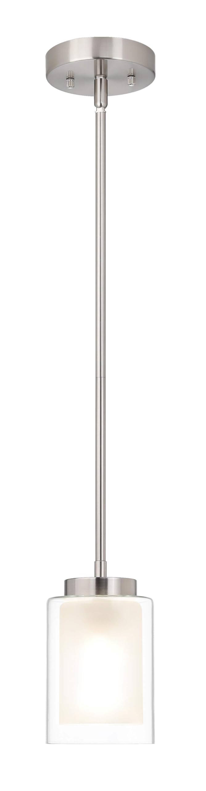 Xinbei Lighting Pendant Lighting Modern 1 Light Mini Pendant Light With Dual Glass In Brushed Nickel, Adjustable Hanging Ceiling