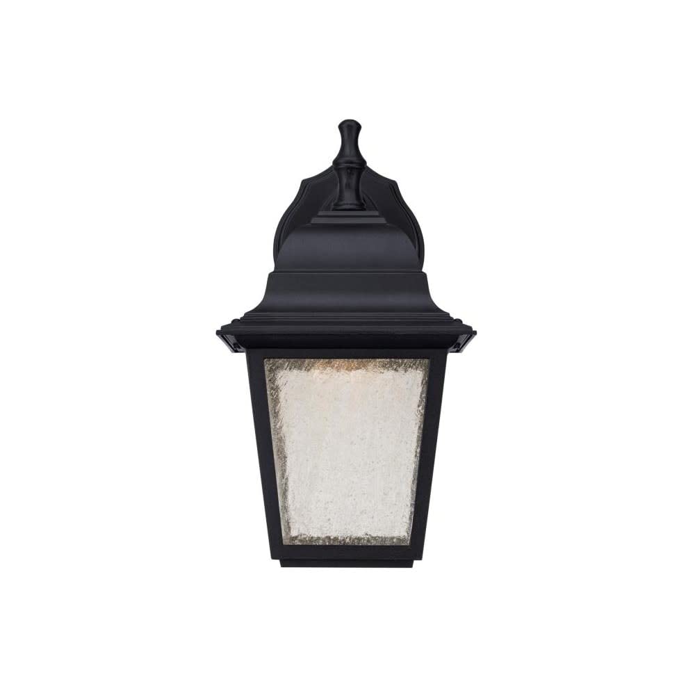 Westinghouse One-Light Dimmable LED Outdoor Wall Fixture, Model 6400100, Plastic, Black Finish with Clear Seeded Glass