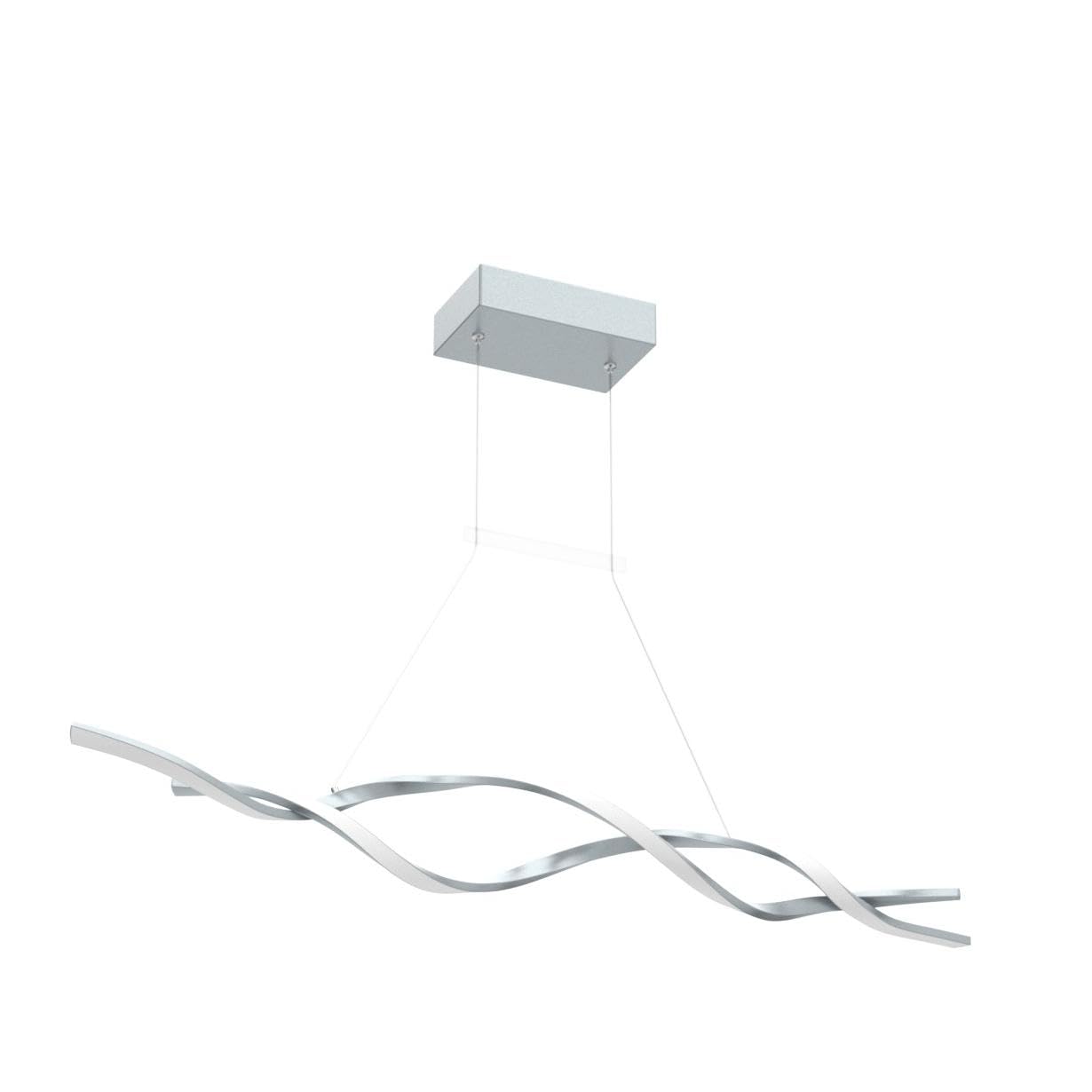 Jaycomey Modern LED Pendant Chandelier, Dimmable, 28W, Acrylic/Aluminum, 3000-6000K, Model 19009-100-GWJ, Grey