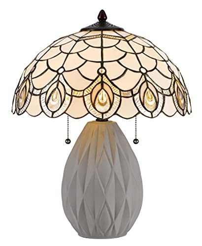 Cal Tiffany Table Lamp 20.13in Height Resin White 16inW x 20.13inH Model BO-3001TB