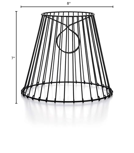 Darice Cleveland Vintage Clip-On Metal Wire Lampshade, Black, 8in x 7in x 4.5in, Model 30399A, Ideal for Mason Jar Lighting