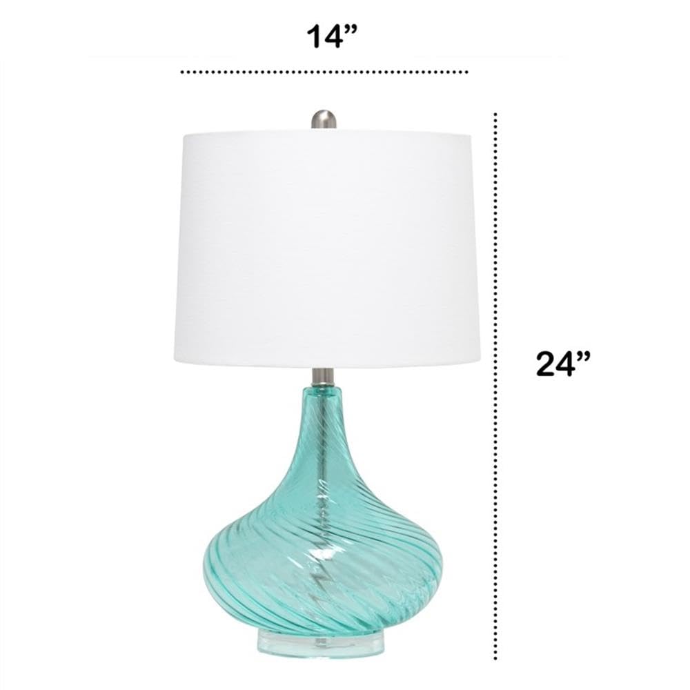All The Rages 24&quot; Light Blue Wavy Glass Table Lamp - Contemporary Home Decor Accent