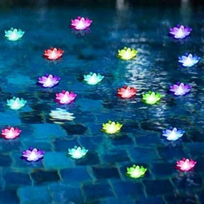 Genric Trending Trunks Water Sensor Floating Lotus Flower LED Tea Candles for for Pool, Pond, Glass Bowl, Diwali, ation (Pack of