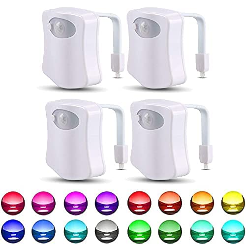 BSASHF 4 Pack Color Changing Toliet Night Light Motion Sensor Led Toilet Motion Activated Led Light Washroom Light UV Slap Activ