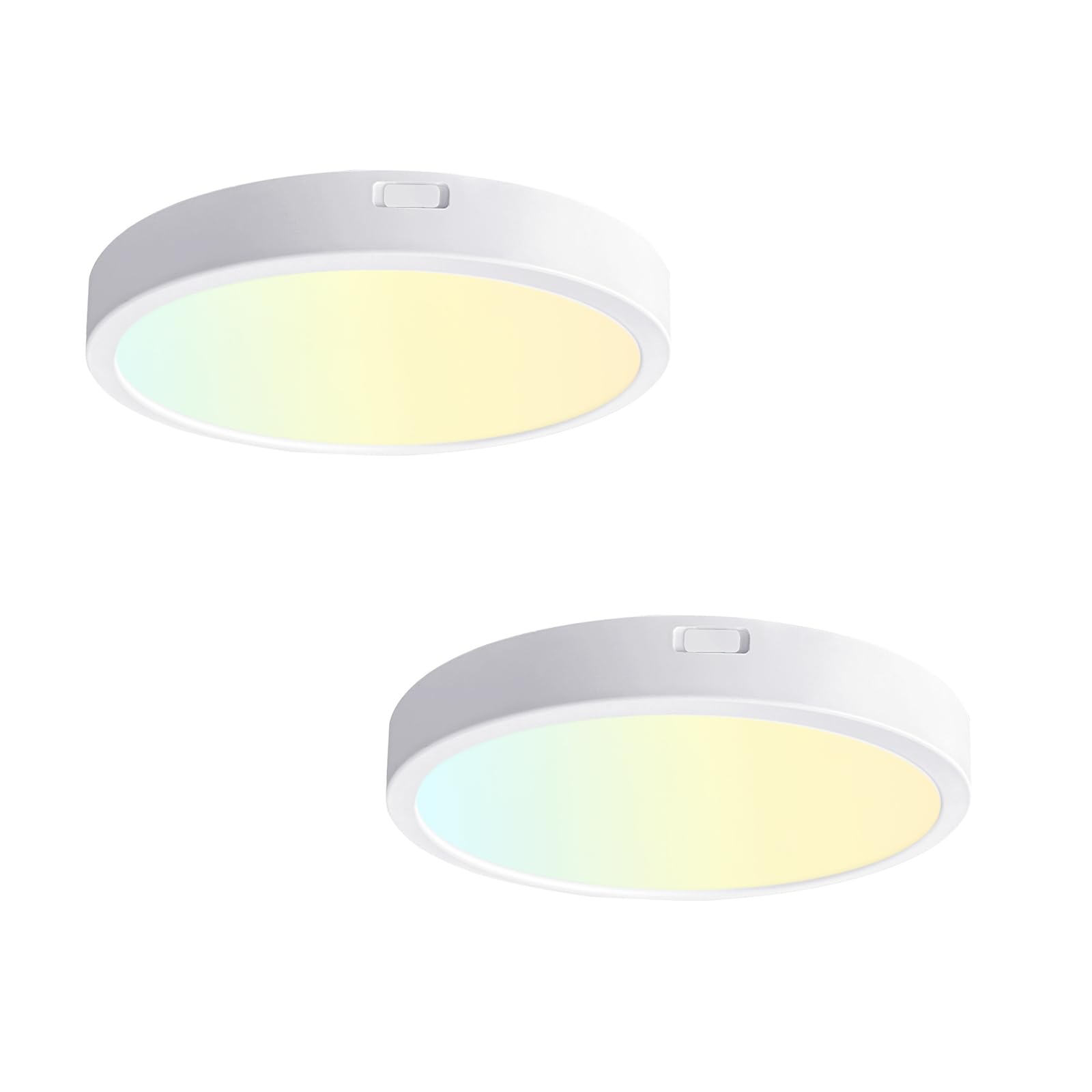 Sofiton 5 in. New-Ultra-Low Profile Edgelit Integrated LED 5CCT Selectable Flush Mount Light Surface Mount Light, White,2Pack
