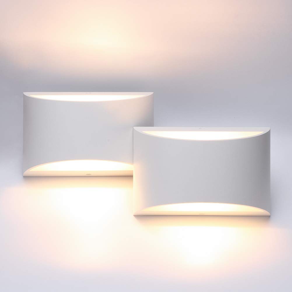 Aipsun Led Wall Sconce Set Of 2, Modern Aluminum Up And Down Mount, Warm White 3000K For Living Room, Bedroom, Hallway