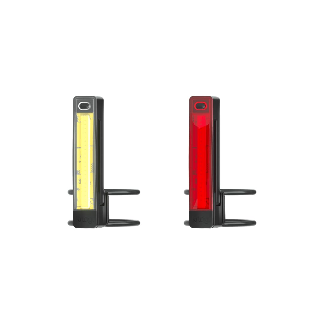 KNOG Plus Bike Light Twinpack - Super Bright LED Headlight & Taillight Set, USB Rechargeable, IP66 Waterproof, Black, One Size, Model 12144