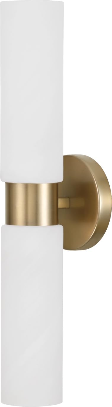 Capital Lighting 651721AD Alyssa Art-Inspired Luxe Faux Alabaster Glass Cylinder Wall Sconce Vanity Bar Light, 2-Light 200 Total
