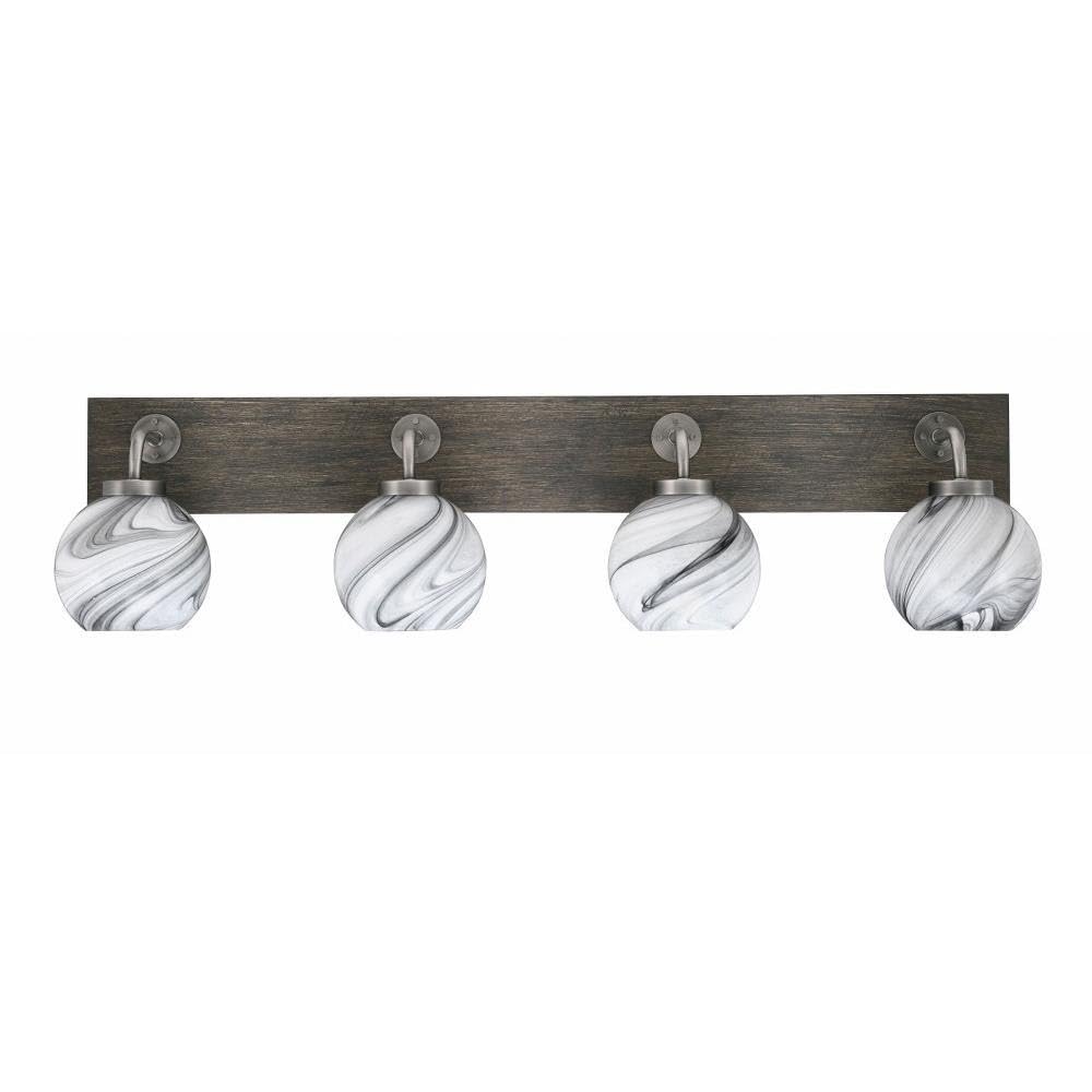 Toltec Lighting 1774-Gpdw-4109 Oxbridge - 4 Light Bath Bar-9 Inches Tall And 36.5 Inches Length, Finish Color: Graphite/Painted Distressed Wood-Look Metal, Glass Color: Onyx Swirl