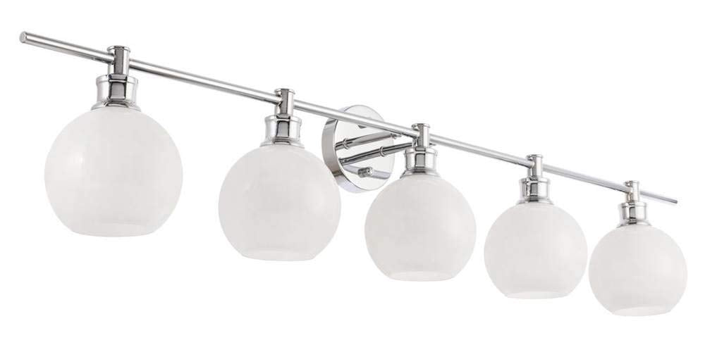 Living District Indoor Modern Home Decorative Bright Ceiling Collier 5 Light Chrome and Frosted White Glass Wall Sconce