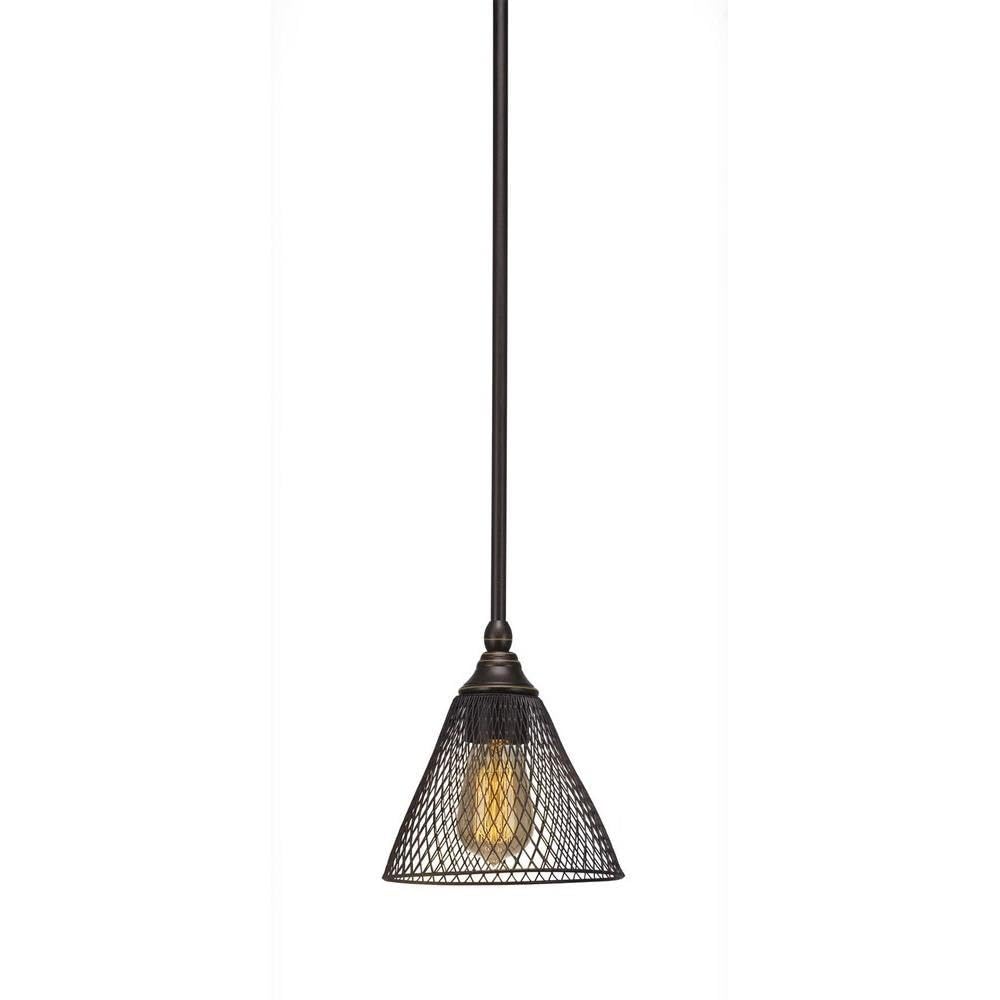 Toltec Lighting 23-Dg-805-Led18A Stem 3 Light Mini Pendant 7&quot; Mesh Cone Metal Shade
