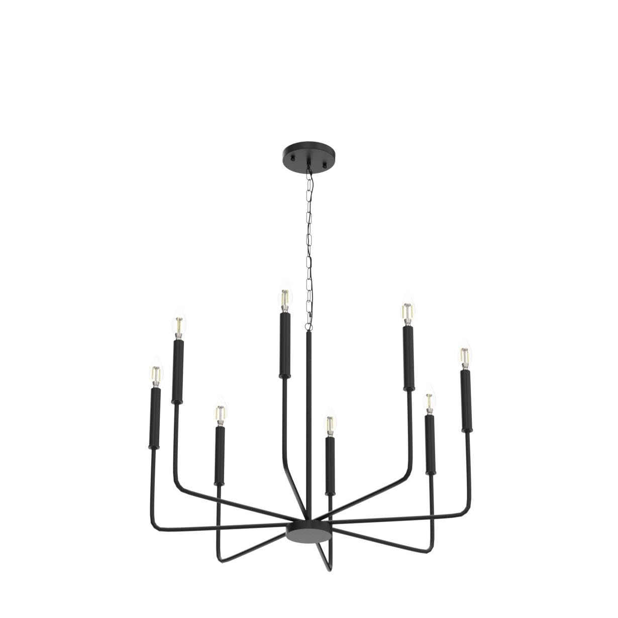 Alisadaboy 8-Light Black Farmhouse Chandelier - Rustic Industrial Candle Pendant Lighting