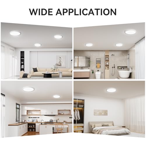 Wkoncldy 6-Pack Led Flush Mount Ceiling Light, 3200Lm, 12 Inch, 5000K Daylight, Slim Design, White, Perfect For Home And Office