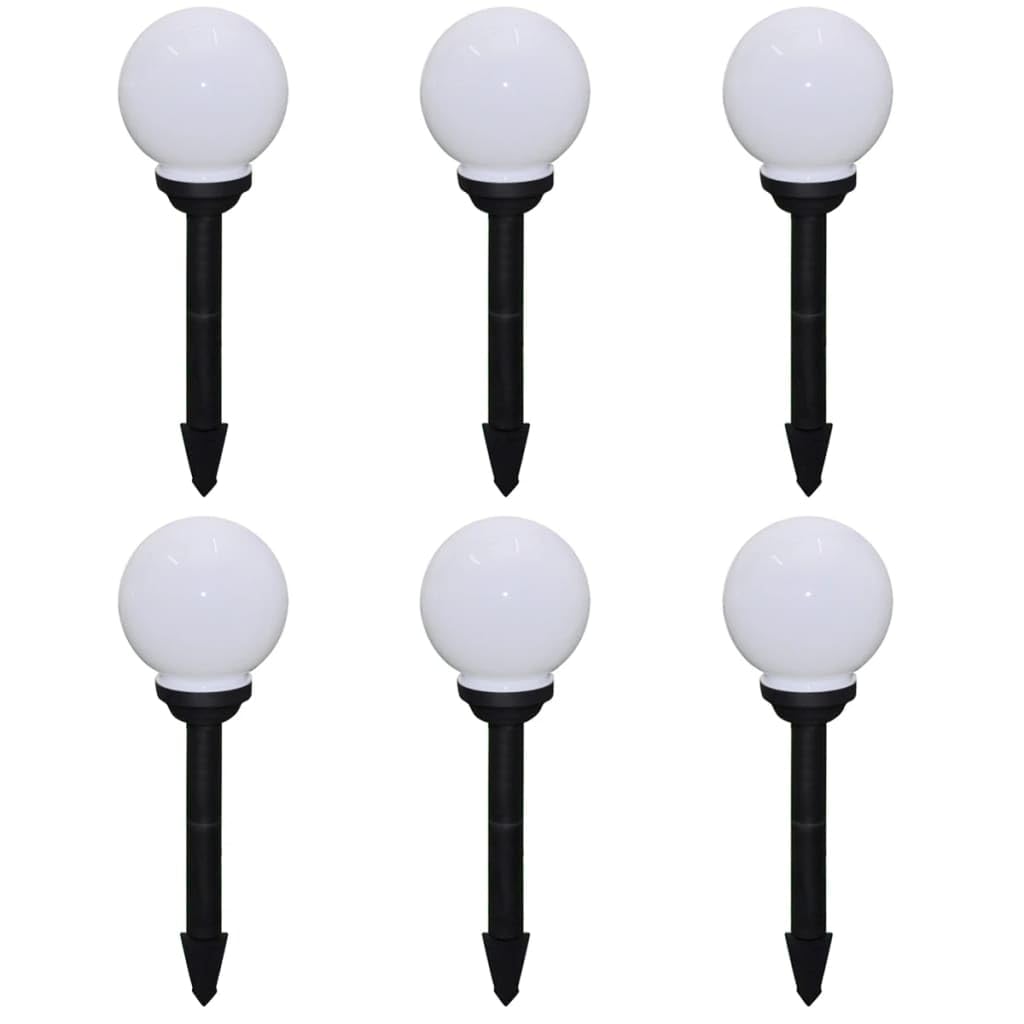 vidaXL Solar LED Outdoor Pathway Lights - Set of 6, Adjustable, Shock-Proof, UV-Resistant Plastic Garden Lamps with Ground Spike
