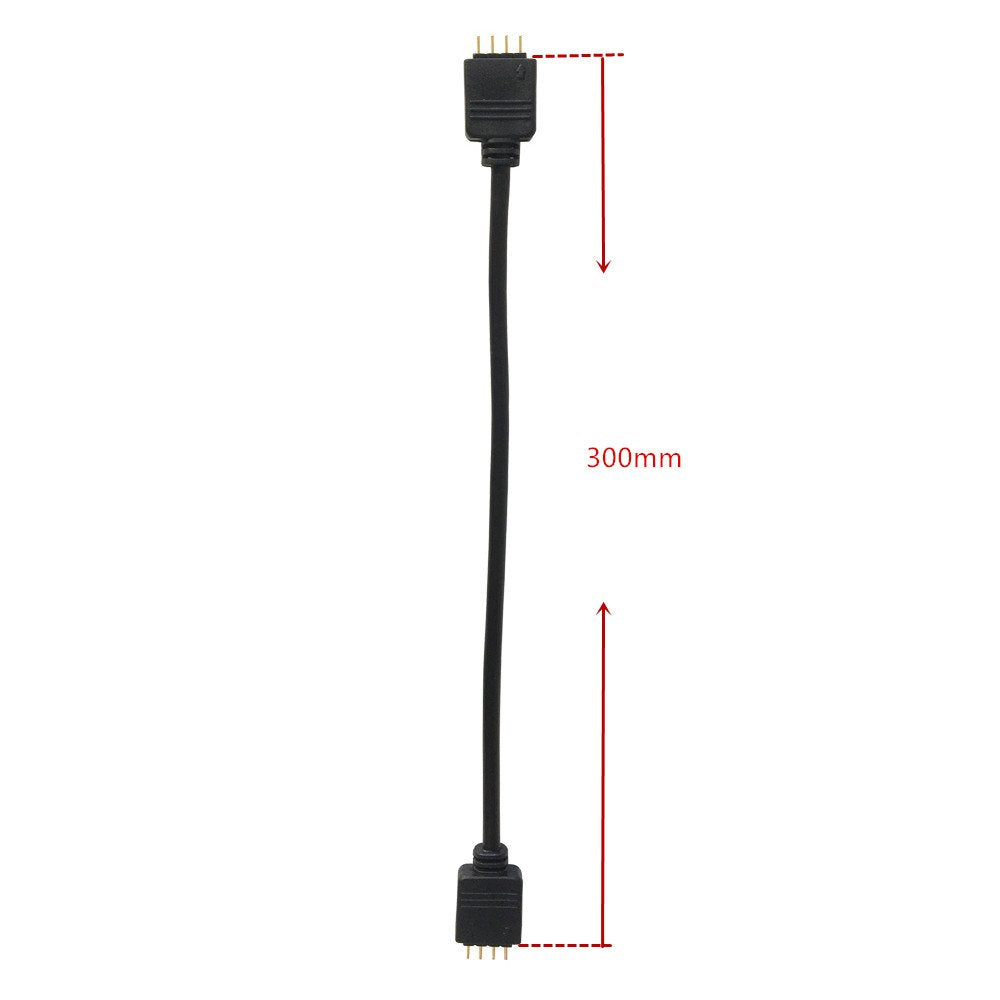 HUALAND 10pcs LED Strip Connector Extension Cable 4 Pin 0.3M Black for SMD 5050 3528 2835 RGB Light Strip