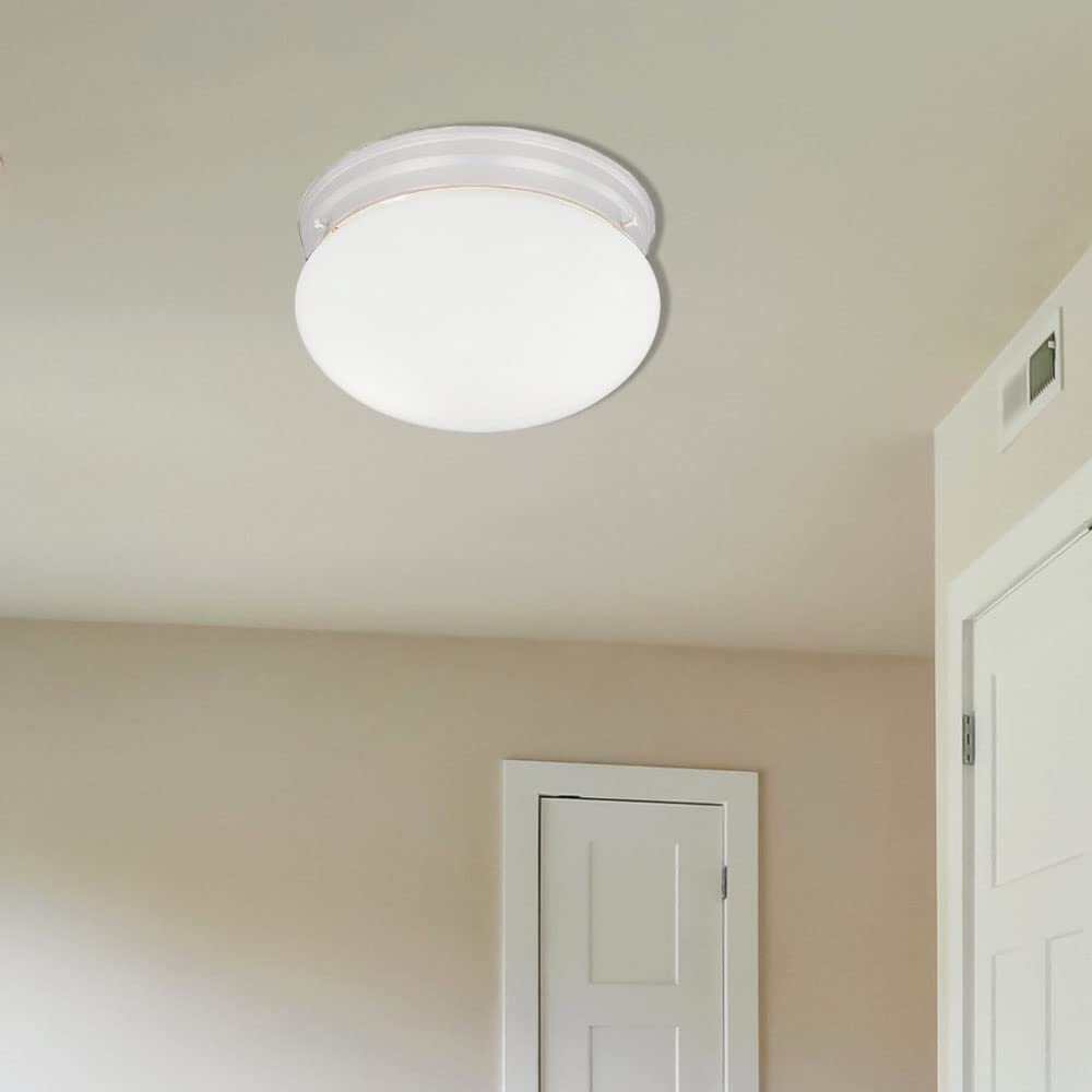 Designers Fountain 9 In 2-Light Flush Mount Ceiling Light With Frosted Glass Shade, White, 4732-Wh