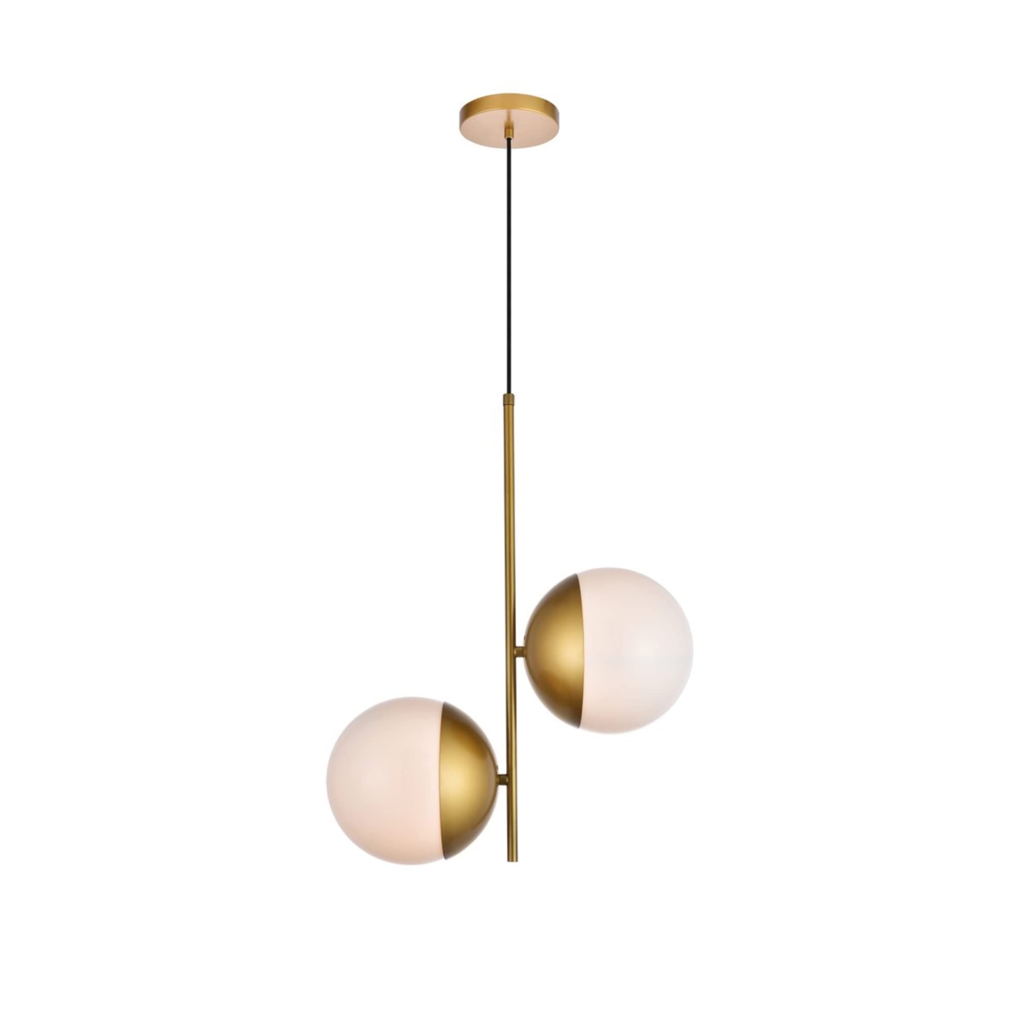Living District Eclipse 2-Light Metal & Glass Pendant in Brass/Frosted White