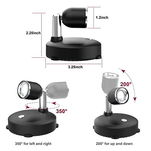 Amries Led Spotlight - Battery Operated, Dimmable Accent Lighting With Remote Control, Black